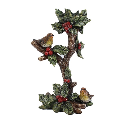 20cm Candle holder w/robin and t-light  1/12