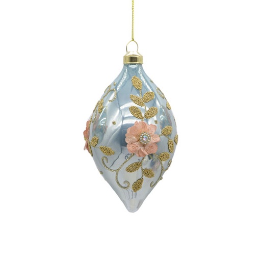 10cm Green glass drop ornament  6/48