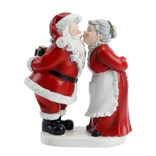 29cm Mr. and Mrs. Claus kissing  1/4