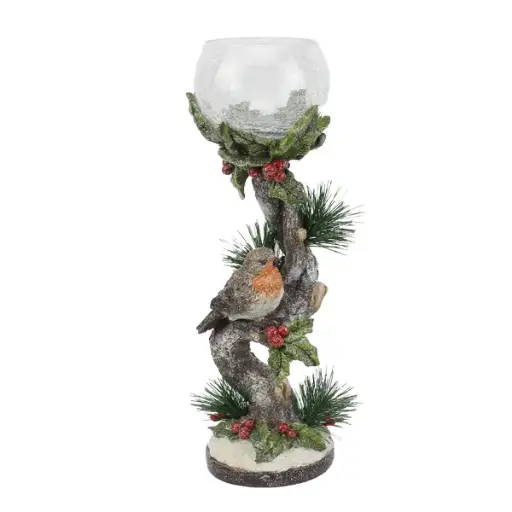 33cm Candle holder w/robin  1/6