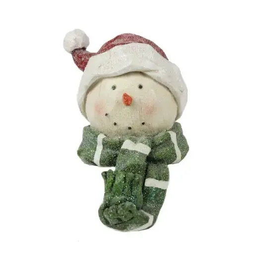 30cm Snowman stocking holder w/green and white scarf  1/4