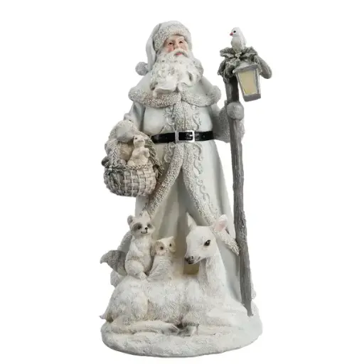 34cm White Santa w/animals  1/4