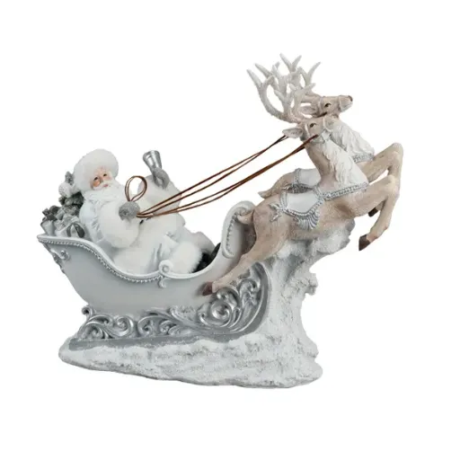 36cm White Santa in sleigh  1/3