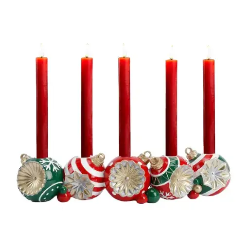 9cm Red/white candle holder  1/6