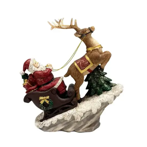 19cm Red Santa on sleigh  1/12