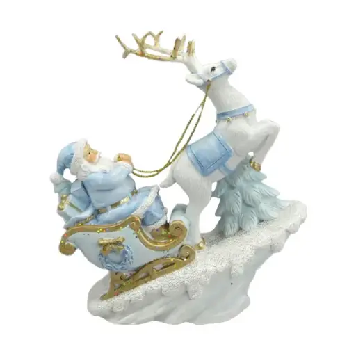 19cm Light blue Santa on sleigh  1/12