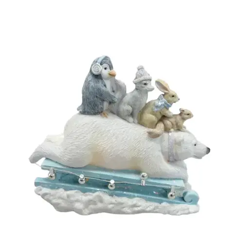 15cm Polar bear on sleigh w/animals  1/24