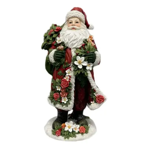 25cm Red Santa w/flowers  1/6
