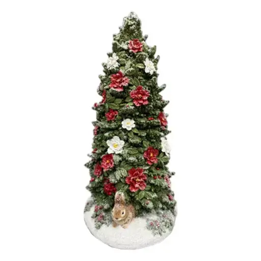 35cm Christmas tree w/flowers  1/4