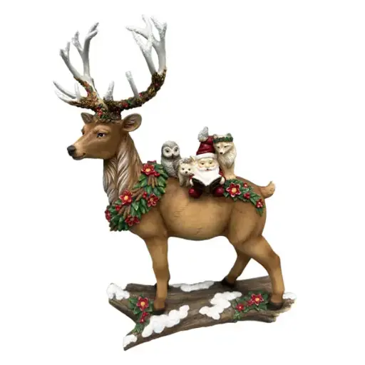 45cm Brown reindeer w/animals  1/2