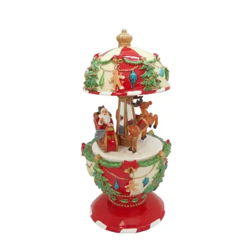 17cm Santa w/reindeer revolving music box  1/12