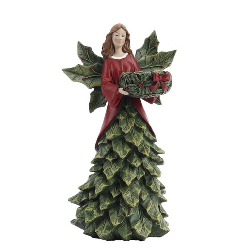 27cm Red holly angel w/t-light and bow  1/6