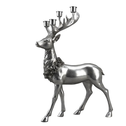 46cm Silver deer w/candle holders  1/2