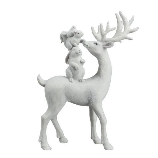 31cm White deer standing w/animals  1/6