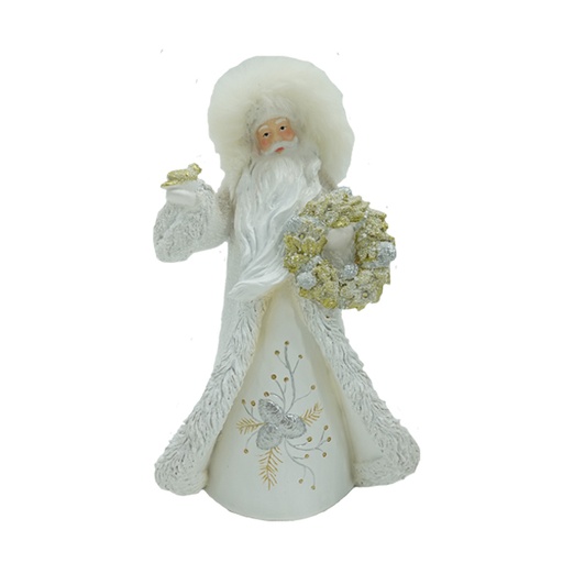 31cm White Santa w/wreath and light  1/4