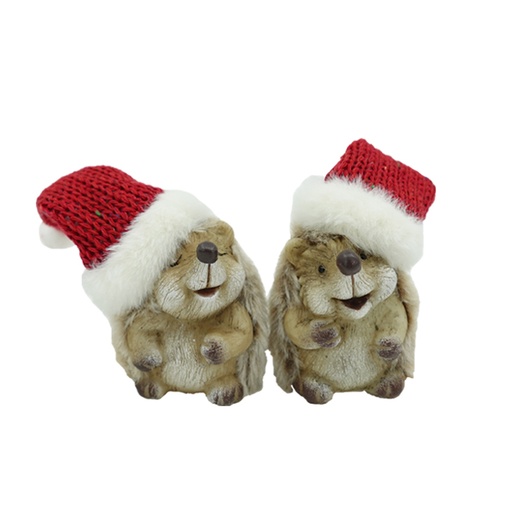 2Asst. 9cm Hedgehogs w/Christma hat  6/72