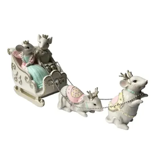 15cm Mice in white sled  1/12