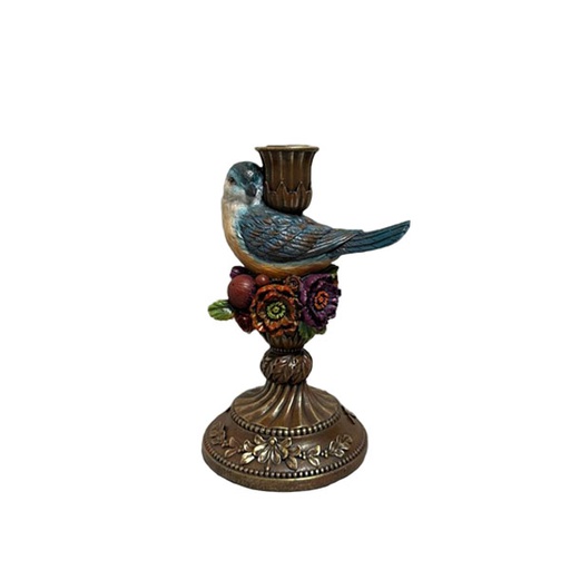22cm Brown candle holder w/bird  1/6