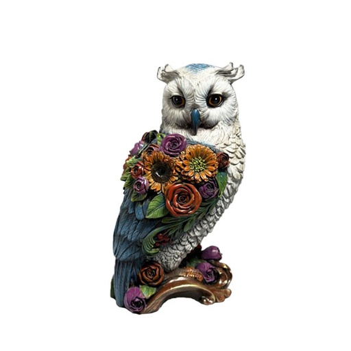 31cm White owl w/flower decoration  1/4